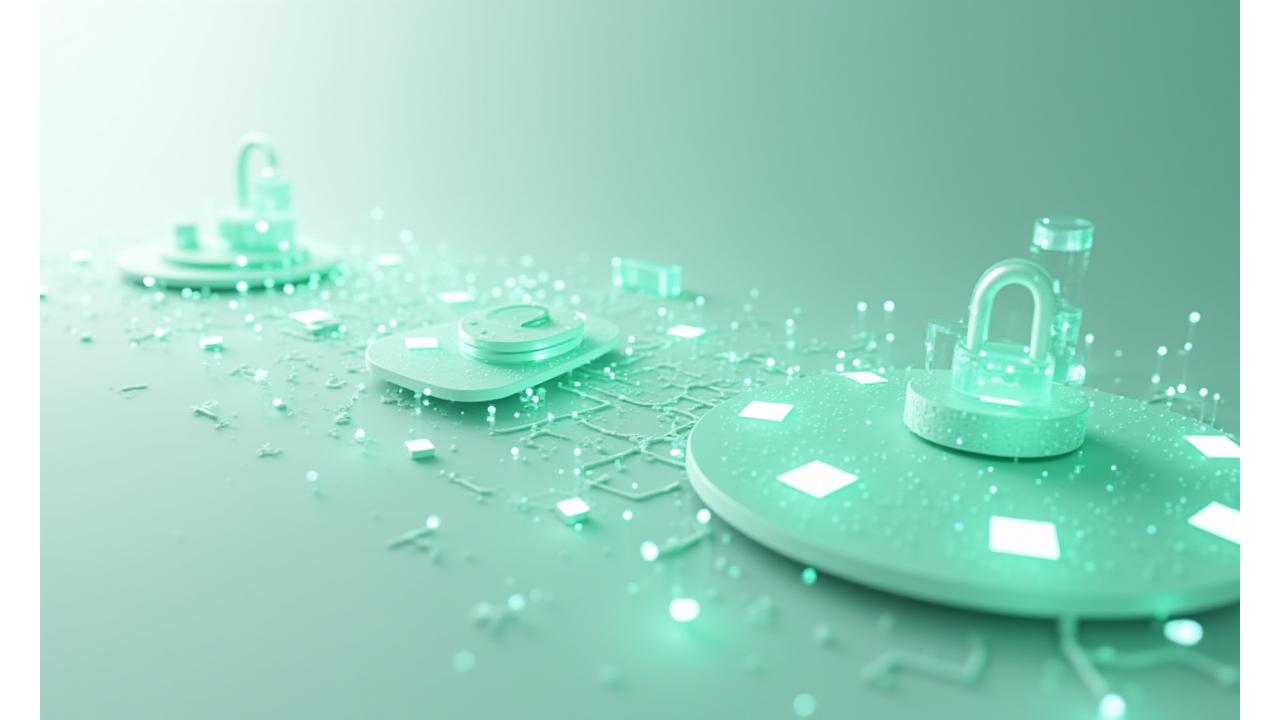 Infografik: Schematische Darstellung des sicheren Datenflusses, von der Erfassung über die Verarbeitung bis zur Speicherung, mit Symbolen für Verschlüsselung und Server