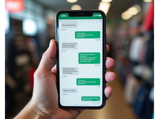 Ein Smartphone mit einem geöffneten WhatsApp-Chat, der zeigt, wie einfach es ist, Eichenhorst Sport direkt zu kontaktieren.