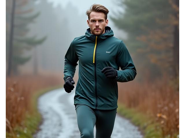 Läufer in winddichter Winterlaufjacke im Regen