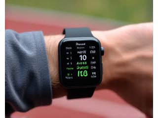 Person studiert einen Trainingsplan auf einer Smartwatch