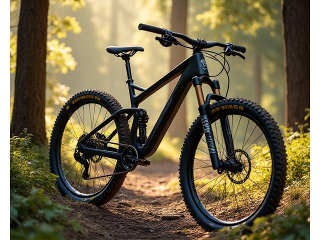 Mountainbike im steilen Gelände eines Waldweges