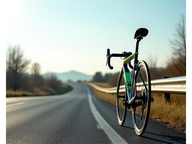 Hochleistungs-Rennrad auf offener Landstraße