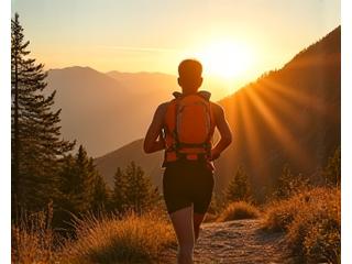 Läuferin im Sonnenaufgang